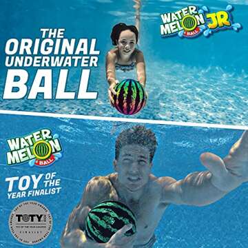 Watermelon Ball Pool Toys for Adults and Family - 2 Pack of 6 1/2" & 9" Kids, Teens, Everyone Swimming Games, Water Football, Tag, Diving Beach Play Fun Accessories