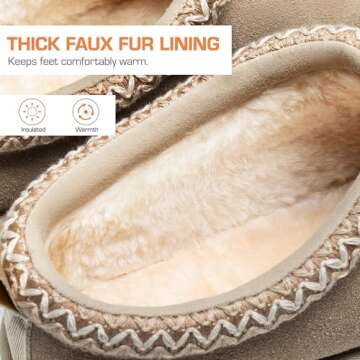 DREAM PAIRS Women's Fuzzy Cozy Slippers Genuine Suede Indoor Outdoor Fluffy Home Comfy Winter Slip On Cute Warm Memory Foam Furry Shoes FuzzyEasy,Size 8,Sand,SDSL2412W