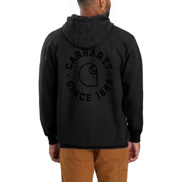 Carhartt Men's Rain Defender Loose Fit Midweight 1889 Graphic Sweatshirt, Black, Large