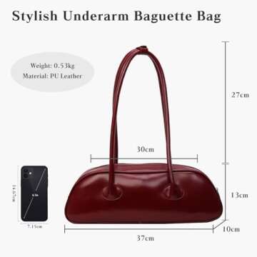 CORIOS Small Handbag for Women PU Leather Shoulder Bag Waterproof Top Handle Bag Fashion Hobo Bag Elegant Underarm Bag Ladies Travel Work Shopping Daily Use Tote Bag Wine Red