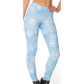 Sister Amy Women's Digital Galaxy Printted Ankle Elastic Tights Legging Snowflake US M