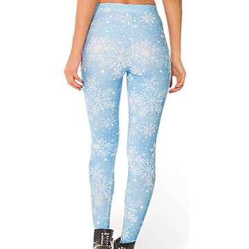 Sister Amy Women's Digital Galaxy Printted Ankle Elastic Tights Legging Snowflake US M