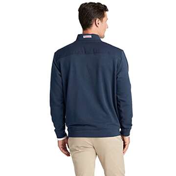 vineyard vines mens Collegiate Shep 1/4-zip Pullover Shirt, Navy, Large US