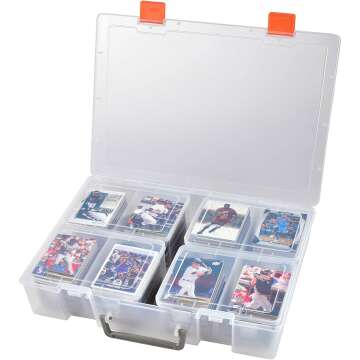 1600+ Baseball Card Storage Box, Sports Cards Holder Organizer Hard Plastic Display Case Compatible with Baseball/ Football/ for MTG/ for PM for Collector (Bag Only)