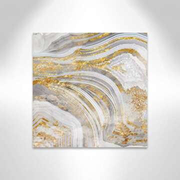 Casa Fine Arts Agate Allure I Gold and Silver Modern Geode Canvas Wall Art, 24" x 24", Multicolor