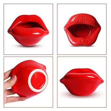 Ceramic Lip Shape Ashtray Cigarette Ash Holder Smoking Accessories Lips Storage Decoration Ashtray Figurines Tabletop Ornaments Creative Cigar Ash Tray For Smokers Home Office Decor (Red)