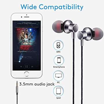 Empsun Wired Earbuds Headphones with Microphone Stereo Bass Earphones Noise Isolation in-Ear Headset Compatible with All Smartphones Tablets iPod IPad MP3 Player That