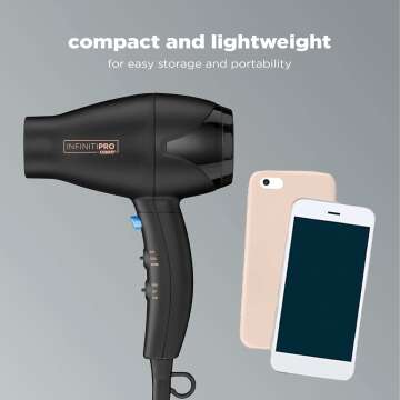 Compact INFINITIPRO Travel Hair Dryer for Effortless Styling