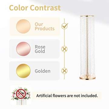 Nuptio Wedding Centerpieces Flower Vases: 10 Pcs 35.4in Tall Crystal Gold Vase Metal Flowers Stand for Party Tables Decorations - Elegant Bulk Weddings Decoration Table Chandelier Centerpiece Stands