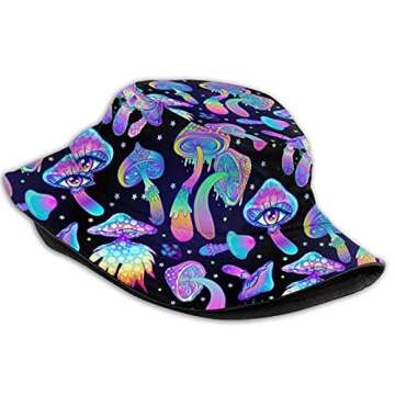 Mushrooms Bucket Hat Packable Summer Beach Sun Hat Fisherman Cap