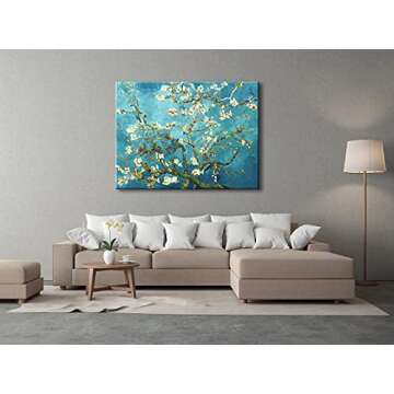 Wieco Art Almond Blossom By Vincent Van Gogh Oil Paintings Reproduction Modern Extra Large Floral Giclee Canvas Prints Flowers Pictures on Canvas Wall Art for Home Office Decorations XL