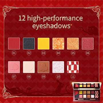 zeesea Eyeshadow Palette The British Museum Alice Series Eyeshadow Power Highly Pigmented Matte Glitter Makeup Long Lasting Shimmer Make Up 12 colors (01# Heart)