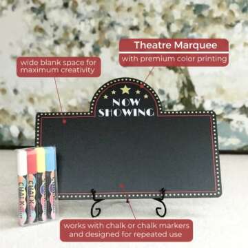 Movie Night Decorations Chalkboard Kit for Parties - Easy Setup