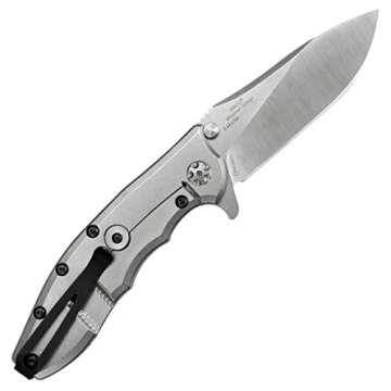 Zero Tolerance 0562CF Hinderer Slicer Folding Knife; 3.5” CPM-20CV Stonewashed and Satin Steel Blade, Carbon Fiber Front Handle, KVT Ball-Bearing Opening, Frame Lock and Reversible Pocketclip; 5.5 OZ, Black