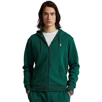 Polo Ralph Lauren mens Double Knit Tech Fleece Hoodie, (Fall/Winter 2022) College Green, Medium