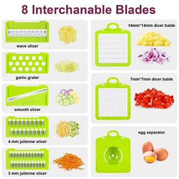 Vegetable Chopper, Onion Chopper, Mandolin Slicer,Pro 10 in 1professional food Choppermultifunctional Vegetable Chopper and Slicer, Dicing Machine, AdjustableVegetable Cutter With Container (Grey)