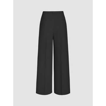 CIDER Belted Dress Pants Women High Waisted with Pockets Straight Leg Work Pants Business Casual Office Trousers: Black, XS