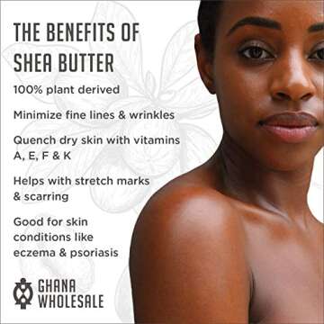 Ghana Wholesale Raw Shea Butter - Natural Skin Care for Face, Hair and Body (5 LB), 100% Pure Unrefined, African, Handmade, Organic & Fair-Trade Principles, Bulk Shea for Body Butters & Lotions