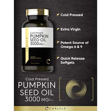 Carlyle Pumpkin Seed Oil | 3000mg | 200 Softgel Capsules | Non-GMO and Gluten Free Formula | Cold Pressed Dietary Supplement