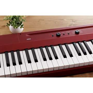 Korg 88 Portable Digital Piano with Semi-Weighted Keys and Built-in Speakers, with Sustain Pedal, Music Stand, and Power Supply, Red (L1MRED)