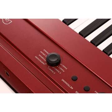 Korg 88 Portable Digital Piano with Semi-Weighted Keys and Built-in Speakers, with Sustain Pedal, Music Stand, and Power Supply, Red (L1MRED)