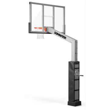 Dominator Premium Inground Adjustable Basketball Hoop - 72" Backboard w/ 4' Overhang - NBA/NCAA Regulation Adjustable Basketball Goal - Adjusts from 7' - 10', Made of Heavy Duty Rust Proof Aluminum