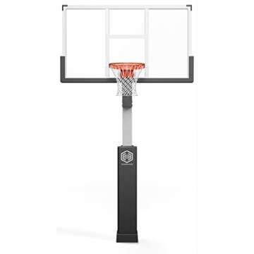 Dominator Premium Inground Adjustable Basketball Hoop - 72" Backboard w/ 4' Overhang - NBA/NCAA Regulation Adjustable Basketball Goal - Adjusts from 7' - 10', Made of Heavy Duty Rust Proof Aluminum