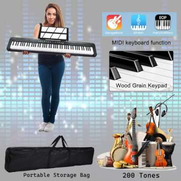 88 Key Digital Piano, Semi Weighted Electronic Keyboard Piano with Music Stand, Power Supply, Sustain Pedal, Bluetooth, MIDI, for Beginner Professional at Home, Stage