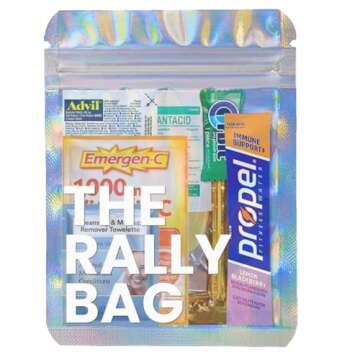 Real Vitamins The Rally Bag - 1 Pre-Filled Hangover Kit for Bachelorette Party Favors, 21st Birthday, Weddings, Corporate Events | 7 Piece Hangover Supplies & Bag (1 Kit)