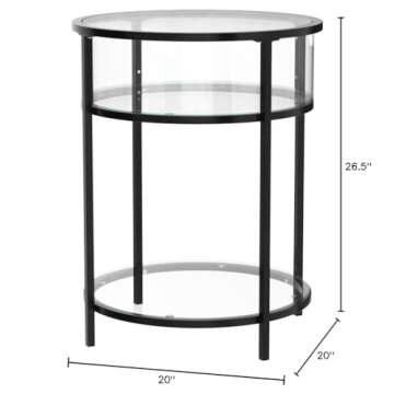 D'Eco Round Terrarium Display End Table w Reinforced Glass in Black Iron - 20" Diameter, 26.5" Height- Indoor Decor for Any Home or Office- DIY Garden for Succulents, Moss, Fern- Gift for Plant Lovers