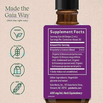 Gaia Herbs, GaiaKids Echinacea Goldenseal Herbal Drops, Immune Support, Physician Formulated, 2 Fluid Ounces