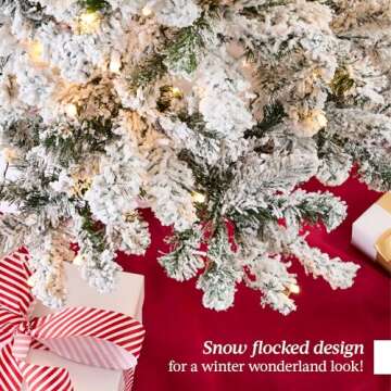 Best Choice Products Flocked Pencil Christmas Tree, Pre-Lit Slim Artificial Holiday Decoration, 7.5ft Lighted Skinny w/Base, Warm White Lights