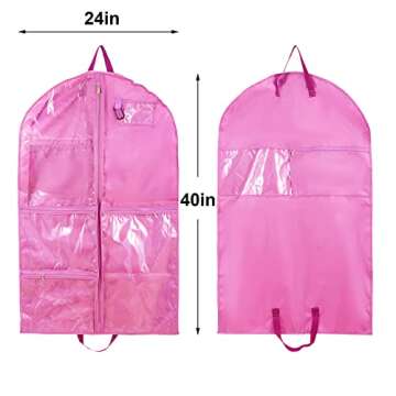 Waterproof Hanging Garment Bag,40 inch Garment Bags for Hanging Clothes,Garment Bags for Travel Storage,Dance Clothes Bag,Kids Garment Bag for Dance Costumes,Sports,Theatre,Beauty Pageants (Pink)