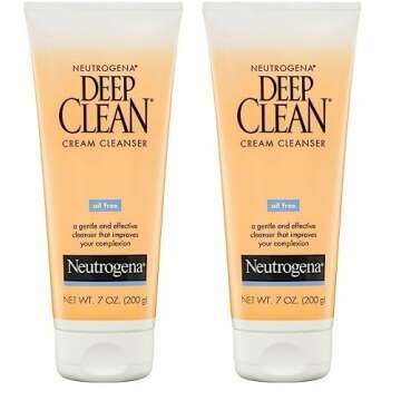 Neutrogena Deep Clean Daily Facial Cream Cleanser with Beta Hydroxy Acid to Remove Dirt, Oil & Makeup, Alcohol-Free, Oil-Free & Non-Comedogenic, 7 fl. oz (Pack of 2)