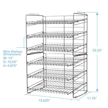 Atlantic Gravity-Fed Compact Double Canrack – Kitchen Organizer, Durable Steel Construction, Stackable or Side-by-Side, PN in Silver