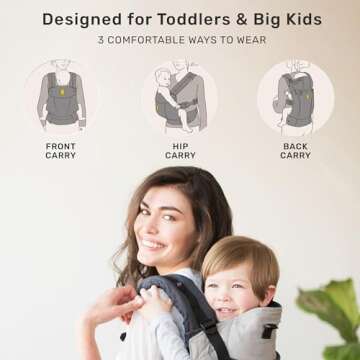 LÍLLÉbaby 3-in-1 Ergonomic CarryOn Airflow - Toddler Carrier - with Lumbar Support & Breathable Mesh - for Children 25-60 lbs - for Hiking, Travel and Everyday Family Events - Charcoal/Silver