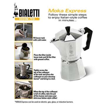 Bialetti - Moka Express: Iconic Stovetop Espresso Maker, Makes Real Italian Coffee, Moka Pot 9 Cups (14 Oz - 420 Ml), Aluminium, Silver