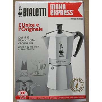 Bialetti - Moka Express: Iconic Stovetop Espresso Maker, Makes Real Italian Coffee, Moka Pot 9 Cups (14 Oz - 420 Ml), Aluminium, Silver