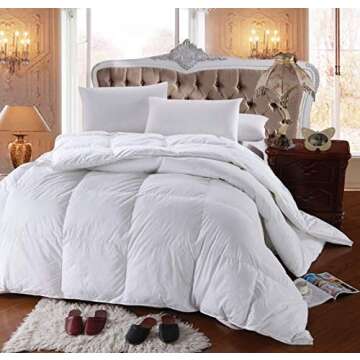 Royal Hotel Bedding 300 Thread Count King Size Down-Alternative Comforter, Overfilled Comforter, Duvet Insert 100% Cotton Shell - 100% Down-Alternative Fill, 750FP - 86Oz - Solid White, King