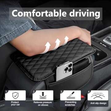 Universal Leather Car Console Cover with Storage Bags