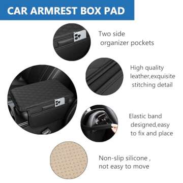 Universal Leather Car Console Cover with Storage Bags