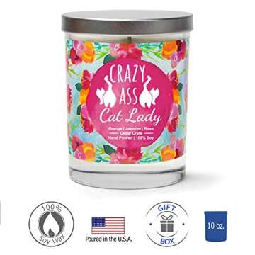 Crazy Cat Lady Candle - Cute Cat Candle for Crazy Cat Ladies Gifts for Women, Retirement Gifts for Women cat, Funny Birthday Gifts for Her, Cat Gifts for Cat Lovers, Cat Mom, Best Cat Mom Ever