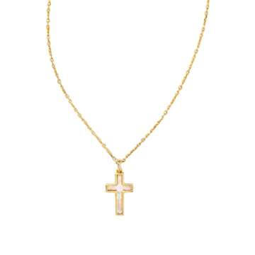 Kendra Scott Cross Pendant Necklace for Women, Fashion Jewelry, Gold-Plated, White Opal