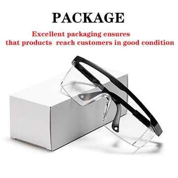 KERBIY Safety Goggles Protective Eyewear Goggles, Anti-fog Adjustable Arms Safety Goggles & Glasses Black