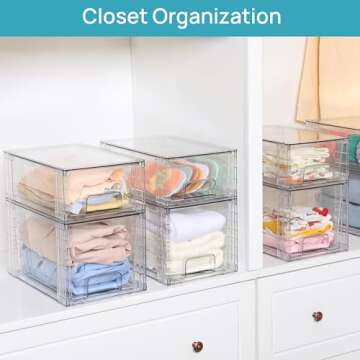 Vtopmart Large Stackable Storage Drawers - 4 Pack