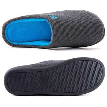 RockDove Men's Original Two-Tone Memory Foam Slipper, Size 7-8 US Men, Dark Grey/Blue