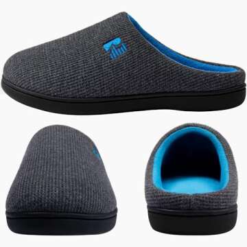 RockDove Men's Original Two-Tone Memory Foam Slipper, Size 7-8 US Men, Dark Grey/Blue