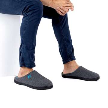 RockDove Men's Original Two-Tone Memory Foam Slipper, Size 7-8 US Men, Dark Grey/Blue