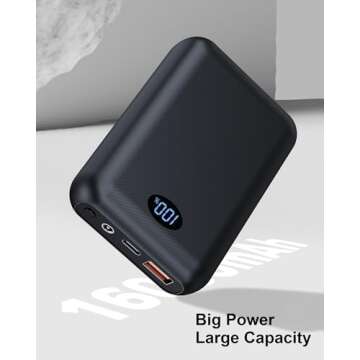 Heated Vest Battery Pack 16000mAh 7.4V, Battery Pack for Heated Vest for ORORO for Venustas, Rechargeable Power Bank for Heated Vest, Heated Jacket，Heated Pants,with DC/USB/Type-C Output LED Display