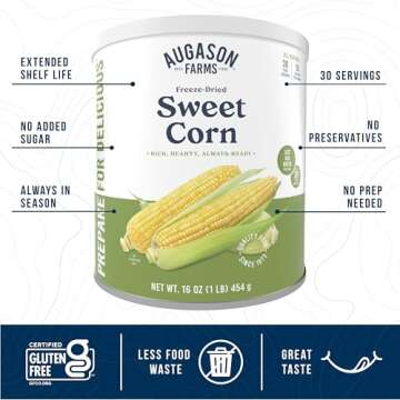 Augason Farms Freeze Dried Sweet Corn Can, Emergency Food Supply, Everyday Meals, 30 Servings